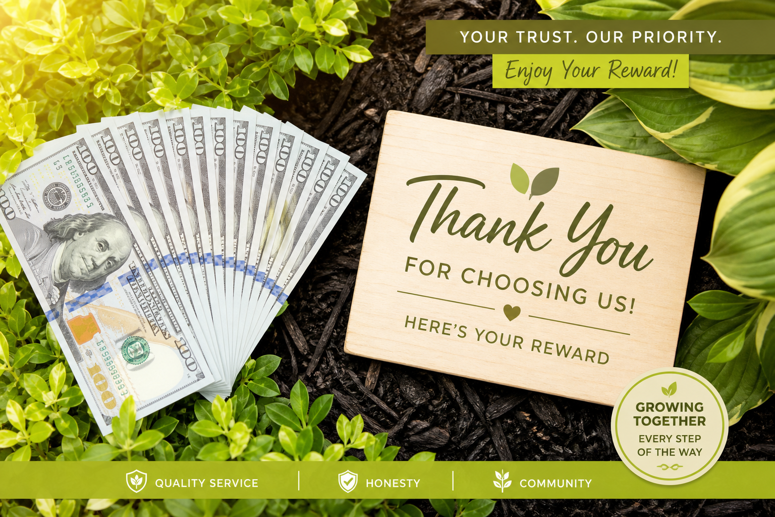 $100 cash back thank-you reward